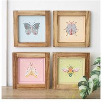 KDMD Set of 4 Floral Bug Framed Wall Art Prints
