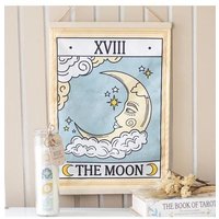 KDMD The Moon Vintage Tarot Wall Hanging in Pale Blue
