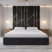 HOB Furniture Royal Mexico Bed - Ottoman Storage Bed Frame in Black | Size: Super King