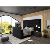 HOB Furniture Block Upholstered Tv Bed Frame, Luxury French Velvet, Black | Size: Double