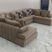 HOB Furniture Oyster Oxford U Shape Chaise Sofa - Sofa With Footstool - 12ftx6ftx6ft in Beige