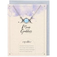 KDMD Women's Opalite Triple Moon Necklace Card in Teal