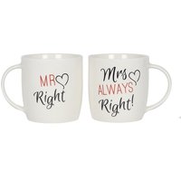 KDMD Set of 2 Mr & Mrs Mugs in White