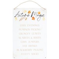 KDMD Autumn Magic Metal Hanging Sign in White