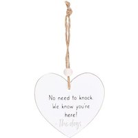 No Need To Knock Hanging Heart Sentiment Sign
