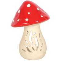 KDMD Ceramic Mushroom Tealight Candle Holder in Cream