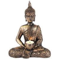 KDMD Sitting Thai Buddha Tealight Holder in Bronze