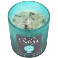 Heart Chakra Crystal Chip Candle Teal
