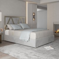 Casani Alison Upholstered Soft Velvet Metal Bed Frame in Grey | Size: King