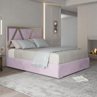 Casani Alison Upholstered Soft Velvet Metal Bed Frame in Pink | Size: Single