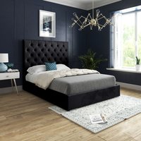 Casani Alma Upholstered Soft Velvet Bed Frame in Black | Size: Small Single