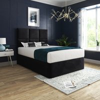 Casani Caprio Upholserted Floorstanding Headboard With Divan Bed Frame in Black | Size: Double