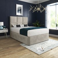 Casani Caprio Upholserted Floorstanding Headboard With Divan Bed Frame in Cream | Size: Small Double