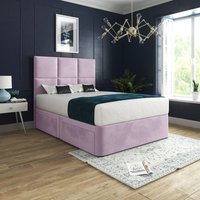 Casani Caprio Upholserted Floorstanding Headboard With Divan Bed Frame in Pink | Size: Small Double