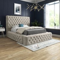 Casani Grand Milan Pleated Upholstery Bed Frame in Cream | Size: Double