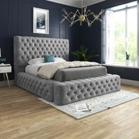Casani Grand Milan Pleated Upholstery Bed Frame in Grey | Size: Double