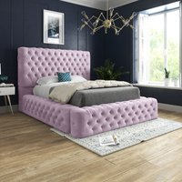 Casani Grand Milan Pleated Upholstery Bed Frame in Pink | Size: Small Single
