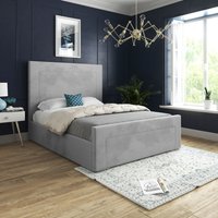Casani Lucca Upholstered Soft Velvet Bed Frame in Grey | Size: Double