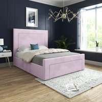 Casani Lucca Upholstered Soft Velvet Bed Frame in Pink | Size: Super King