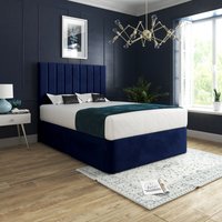 Casani Marcelo Upholstered Soft Velvet Bed Frame in Blue | Size: Small Single