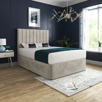 Casani Marcelo Upholstered Soft Velvet Bed Frame in Cream | Size: Single