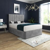 Casani Marcelo Upholstered Soft Velvet Bed Frame in Grey | Size: Super King
