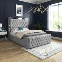 Casani Marino Mirror Upholstered Soft Velvet Bed Frame in Grey | Size: King