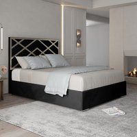 Casani Mayfair Upholstered Soft Velvet Metal Bed Frame in Black | Size: Small Double