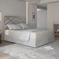 Casani Mayfair Upholstered Soft Velvet Metal Bed Frame in Grey | Size: King