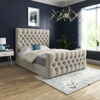 Casani Novara Upholstered Soft Velvet Bed Frame in Cream | Size: Super King