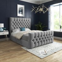Casani Novara Upholstered Soft Velvet Bed Frame in Grey | Size: King