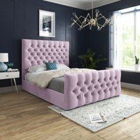 Casani Novara Upholstered Soft Velvet Bed Frame in Pink | Size: Super King