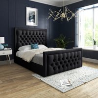 Casani Rovigo Upholstered Soft Velvet Bed Frame in Black | Size: King