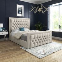 Casani Rovigo Upholstered Soft Velvet Bed Frame in Cream | Size: Small Single