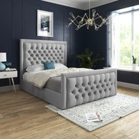 Casani Rovigo Upholstered Soft Velvet Bed Frame in Grey | Size: King