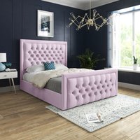 Casani Rovigo Upholstered Soft Velvet Bed Frame in Pink | Size: Single