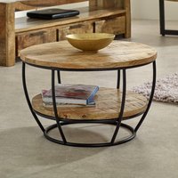 IH Design Bratton Mango Wooden & Metal Coffee Table With Shelf in Brown