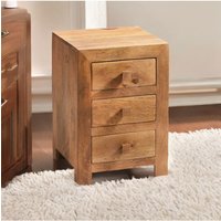 IH Design Duvid Light Mango 3 Drawer Bedside Cabinet in Brown