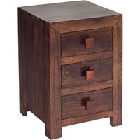 IH Design Duvid Mango 3 Drawer Bedside Table in Brown