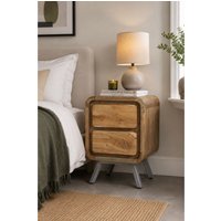 IH Design Daizha Metal & Wood 2 Drawer Lamp Table in Brown