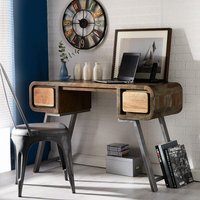 IH Design Daizha Metal & Wood Desk in Brown