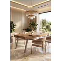 IH Design Daizha Wood & Metal Large Dining Table in Brown