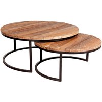 IH Design Arabella Set of 2 Coffee Tables Railway Sleeper Wood in Brown