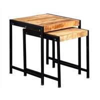 IH Design Franciscan Up cycled Industrial Style Mintis Nest of 2 Tables in Brown
