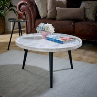 IH Design Tilden Coffee Table With Marble Top & Metal Legs in Light Grey