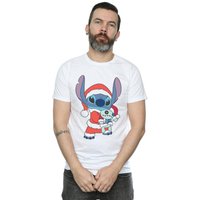 Disney Men's Lilo & Stitch Stitch Christmas T-Shirt in White | Size: 3XL