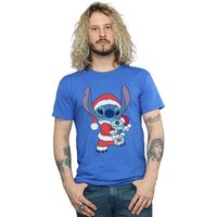 Disney Men's Lilo & Stitch Stitch Christmas T-Shirt in Blue | Size: 4XL