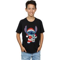 Disney Boy's Lilo & Stitch Stitch Christmas T-Shirt in Black | Size: 12-13 Years