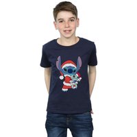 Disney Boy's Lilo & Stitch Stitch Christmas T-Shirt in Navy | Size: 7-8 Years