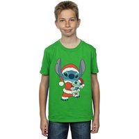 Disney Boy's Lilo & Stitch Stitch Christmas T-Shirt in Green | Size: 7-8 Years